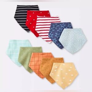 NWT Cloud Island 10 PACK Bandana Bib Cotton Snap Closure Newborn